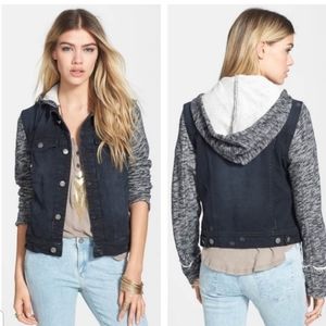 Free People Knit Hooded Denim Jacket